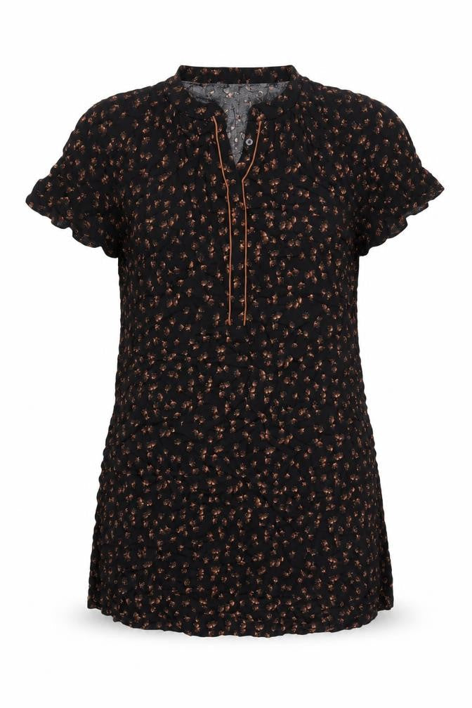 Principles Womens Black Geometric Viscose A-Line Size M V-Neck Pullover