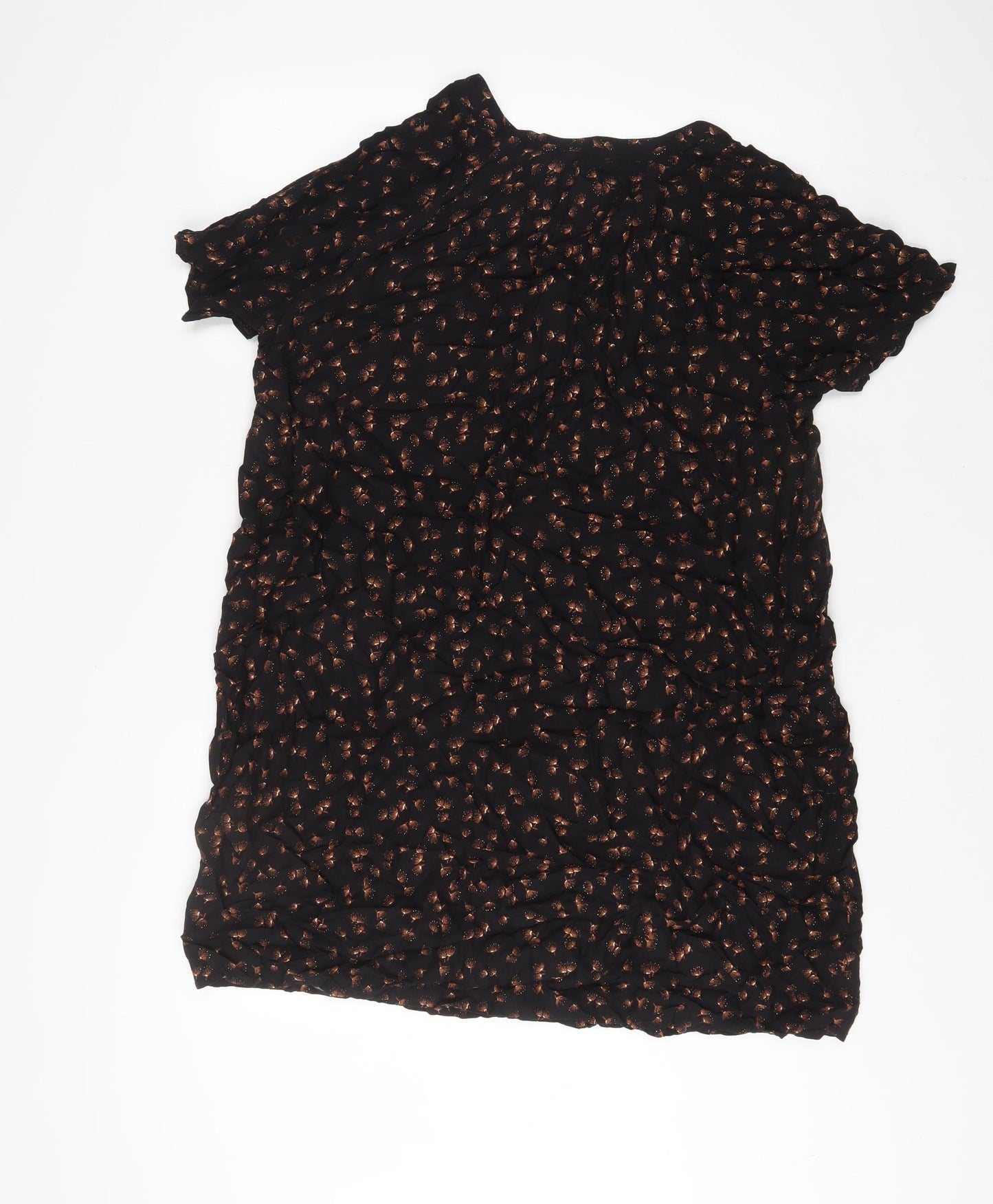 Principles Womens Black Geometric Viscose A-Line Size M V-Neck Pullover
