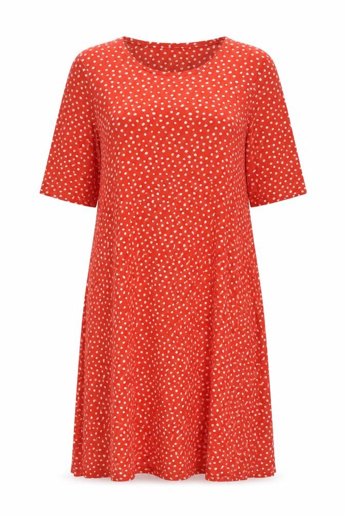 Marks & Spencer Womens Brown Polka Dot Viscose A-Line Size 12 Crew Neck Pullover