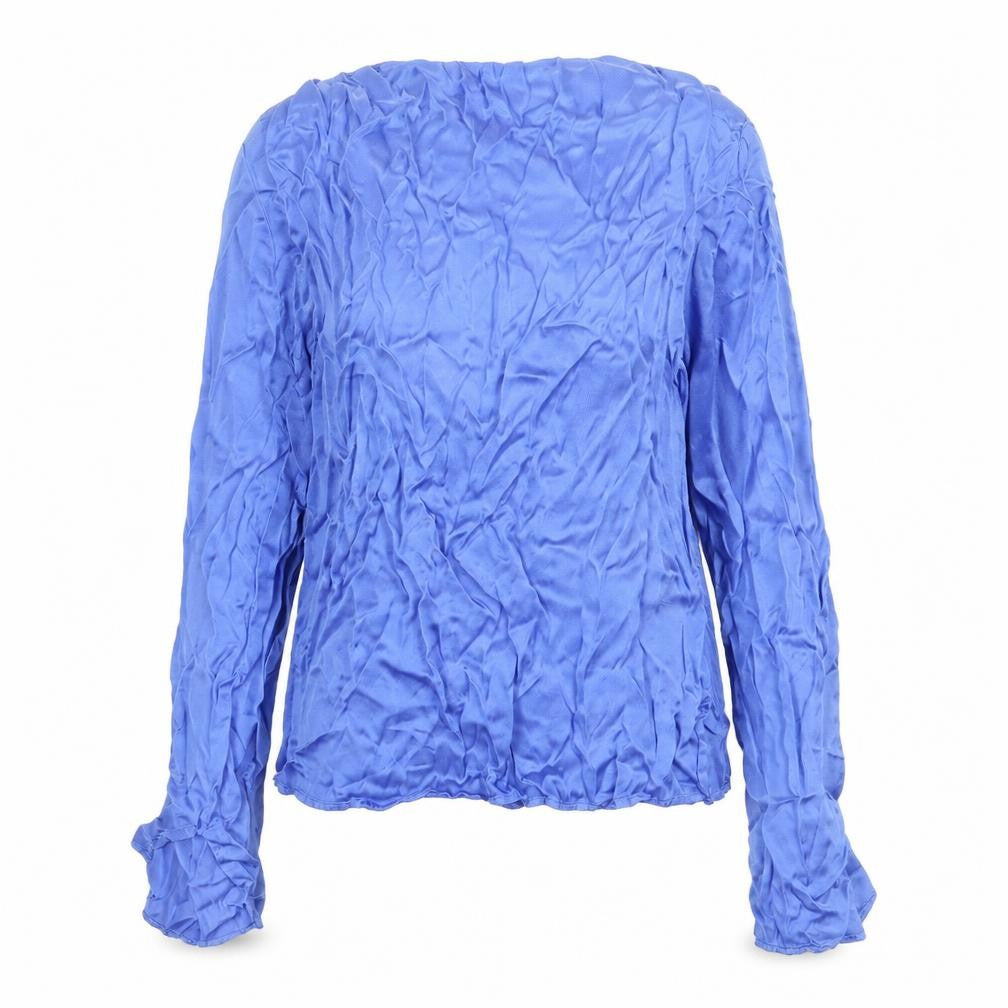 Marks & Spencer Womens Blue Viscose Basic Blouse Size 12 High Neck