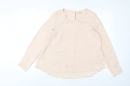 Marks & Spencer Womens Pink Polyester Basic Blouse Size 8 Crew Neck