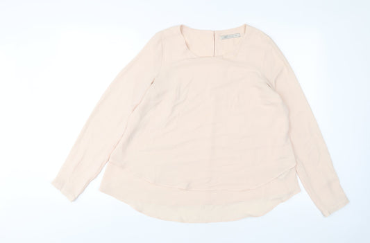 Marks and Spencer Womens Pink Polyester Basic Blouse Size 8 Crew Neck