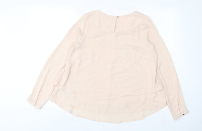 Marks & Spencer Womens Pink Polyester Basic Blouse Size 8 Crew Neck