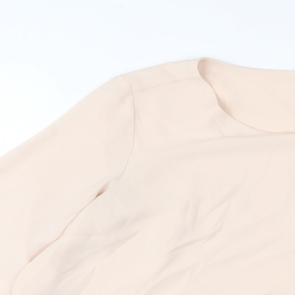 Marks and Spencer Womens Pink Polyester Basic Blouse Size 8 Crew Neck