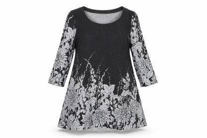 Front view of Roman women’s red floral polyester a-line, size UK 12, boat neck pullover