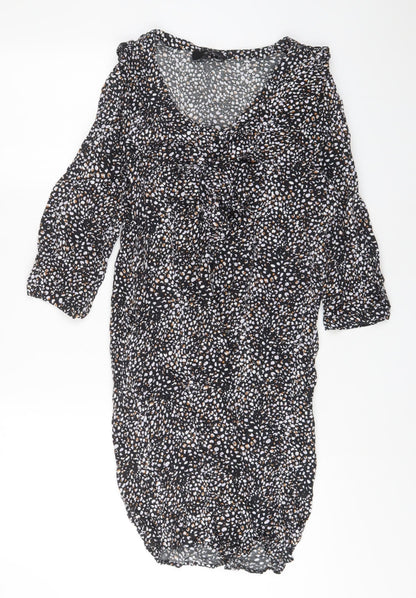 Next Womens Multicoloured Animal Print Viscose A-Line Size 10 V-Neck Pullover