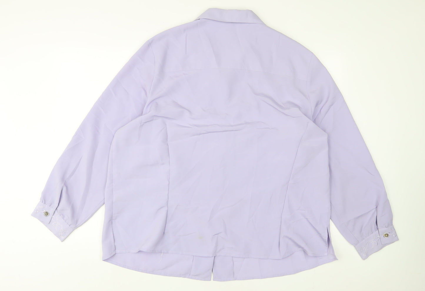 Lyndella Womens Purple Polyester Basic Button-Up Size 22 Collared - Embroidered