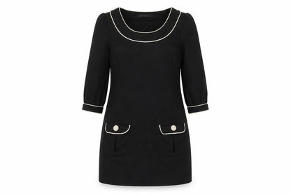 Next Womens Black Polyester A-Line Size 12 Scoop Neck Zip