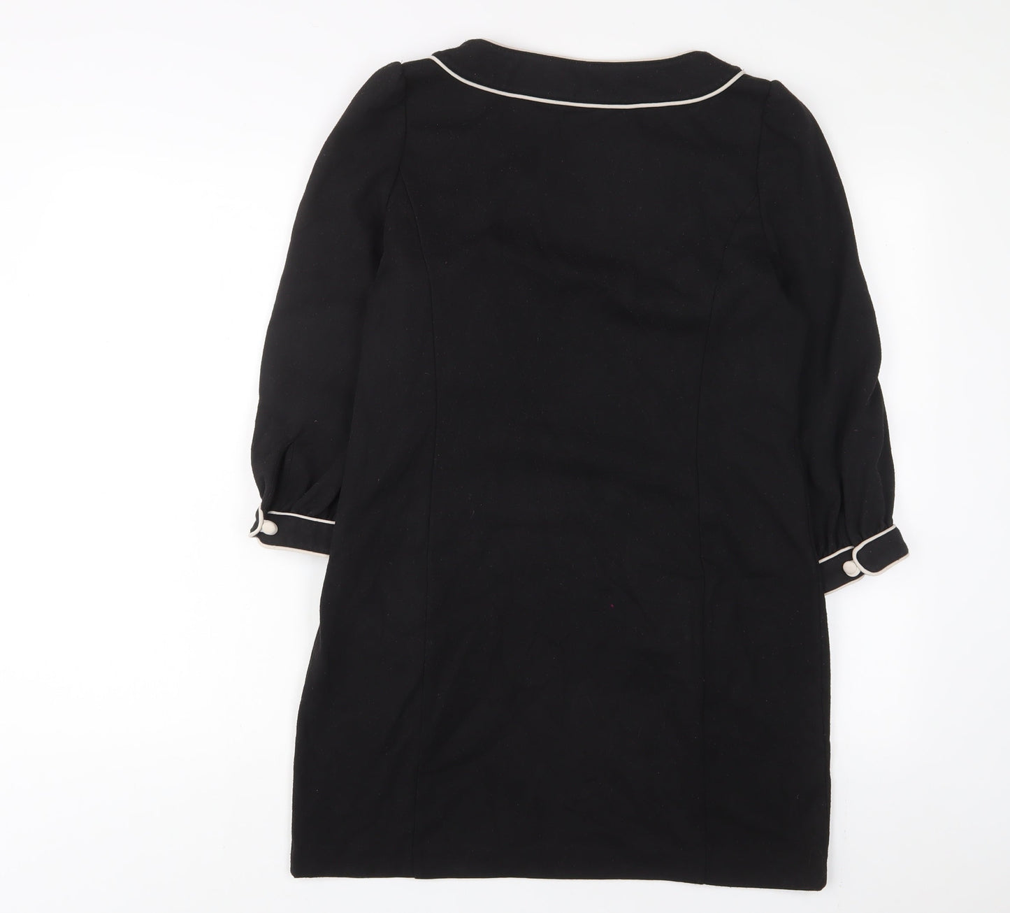 NEXT Womens Black Polyester A-Line Size 12 Scoop Neck Zip