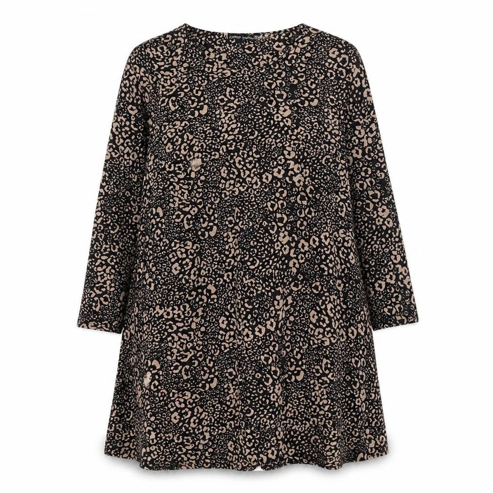 Capsule Womens Brown Animal Print Polyester A-Line Size 22 Scoop Neck Pullover