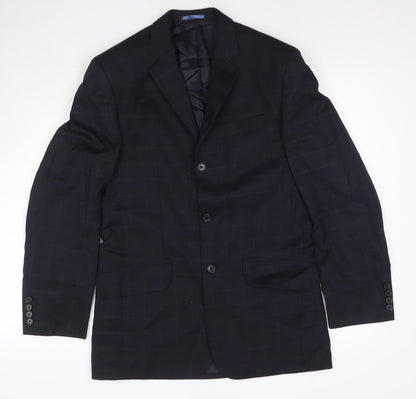 Next Mens Blue Check Wool Jacket Suit Jacket Size 36 Regular