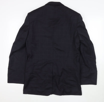 Next Mens Blue Check Wool Jacket Suit Jacket Size 36 Regular