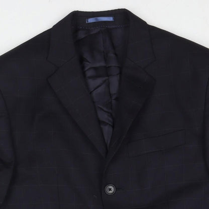 Next Mens Blue Check Wool Jacket Suit Jacket Size 36 Regular