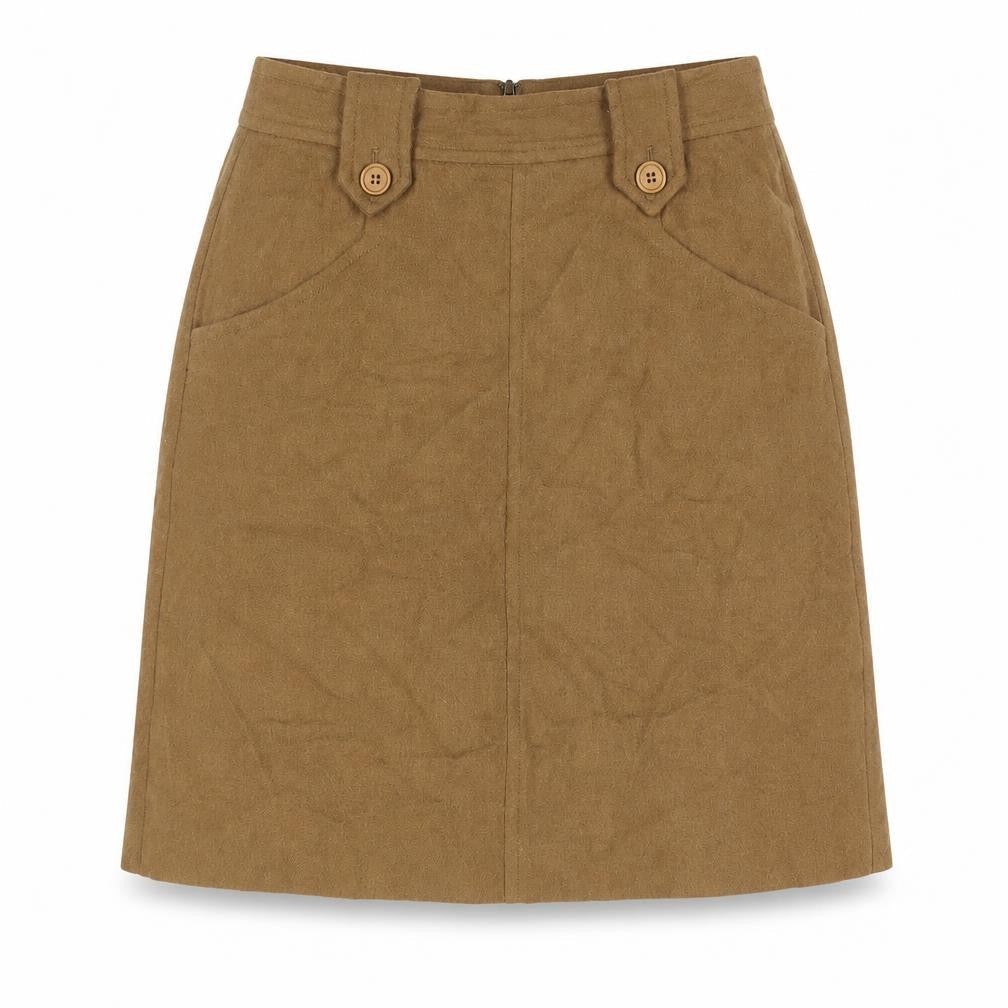 Great Plains London Womens Brown Wool A-Line Skirt Size 14 Zip