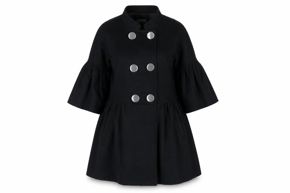 Jessica Womens Black Pea Coat Coat Size L Button