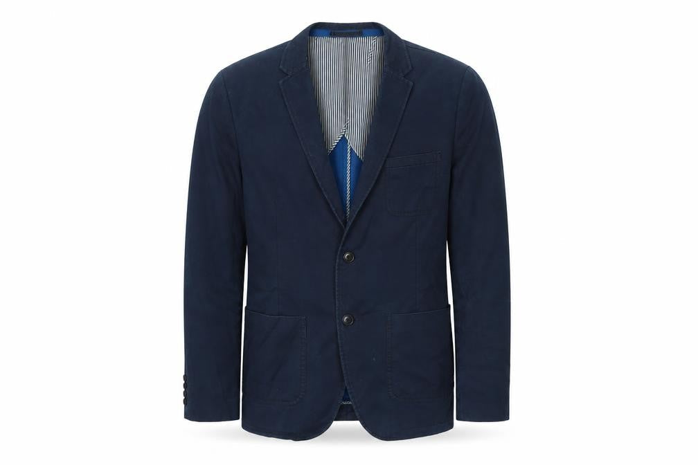 H&M Mens Blue Cotton Jacket Suit Jacket Size 44 Regular
