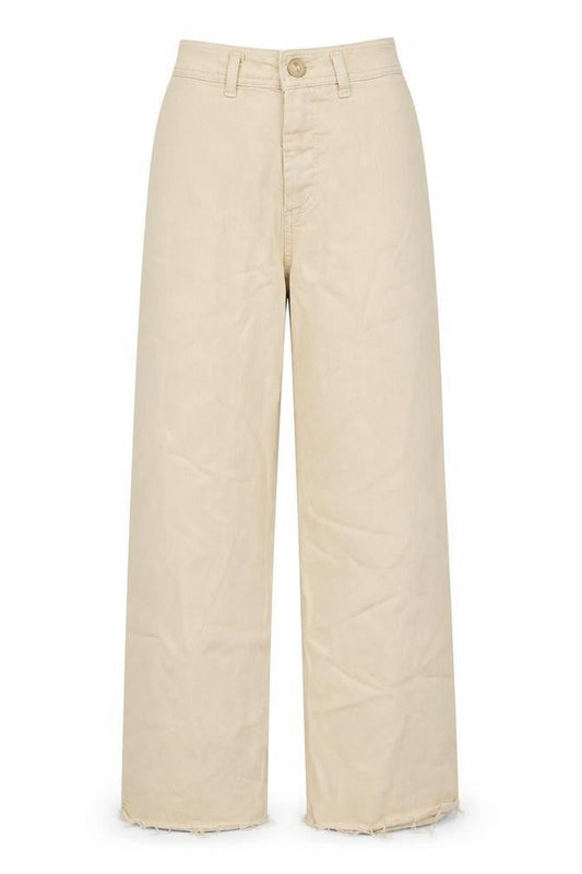 Denim & Co. Womens Beige Cotton Wide-Leg Jeans Size 4 L28 in Regular Zip