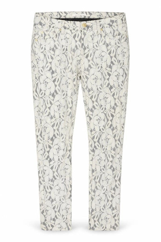 7 For All Mankind Womens Ivory Floral Cotton Pedal Pusher Trousers Size 29 in L30 in Regular Zip