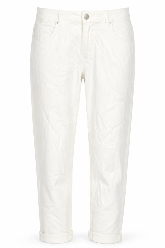 Marks & Spencer Womens White Cotton Tapered Jeans Size 12 L24 in Regular Zip