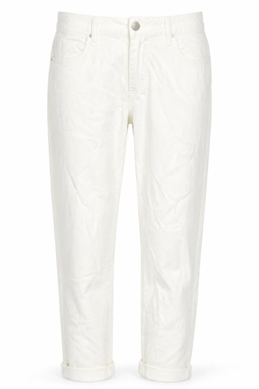 Marks & Spencer Womens White Cotton Tapered Jeans Size 12 L24 in Regular Zip