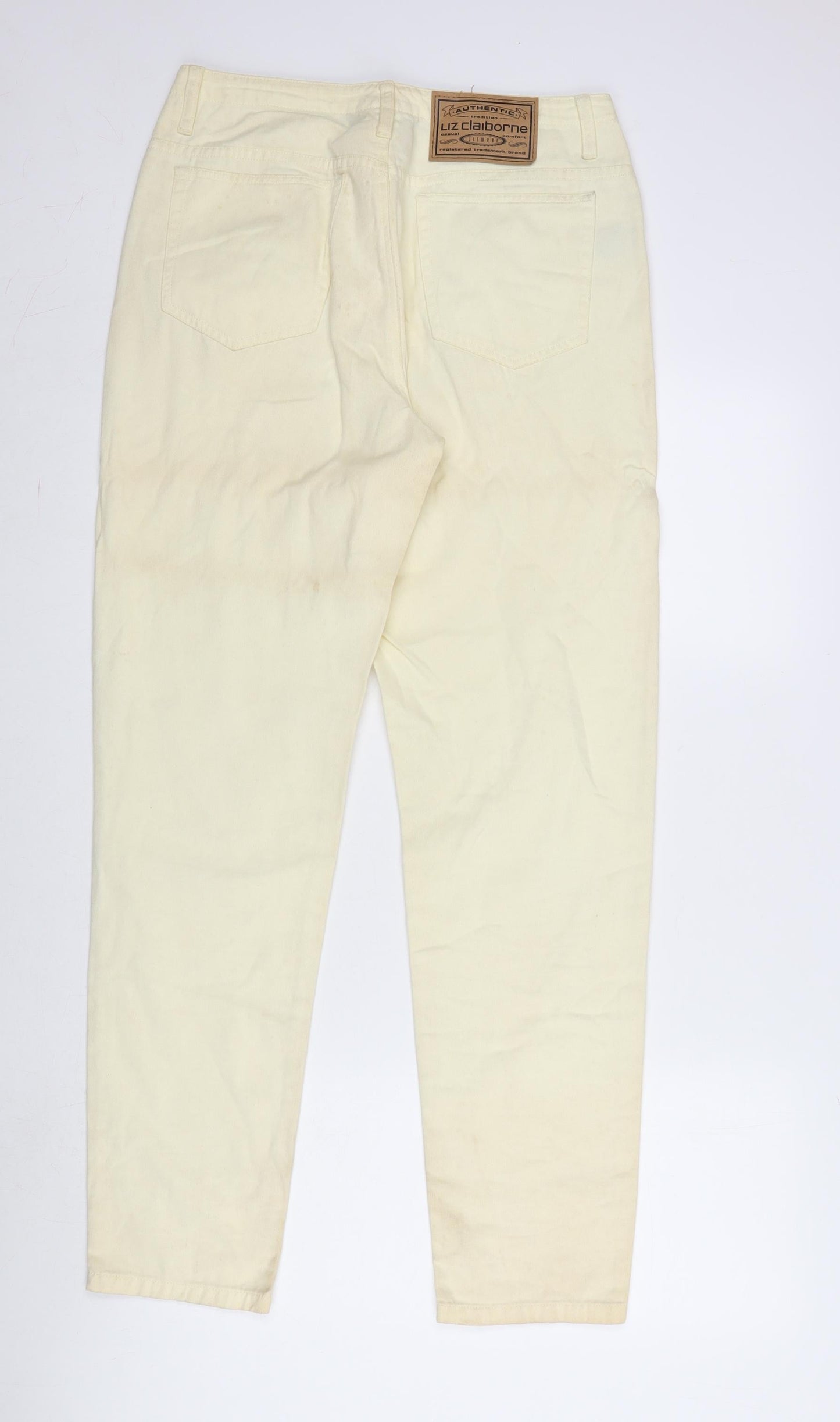 Liz Claiborne Womens Ivory Cotton Straight Jeans Size 12 L31 in Regular Zip