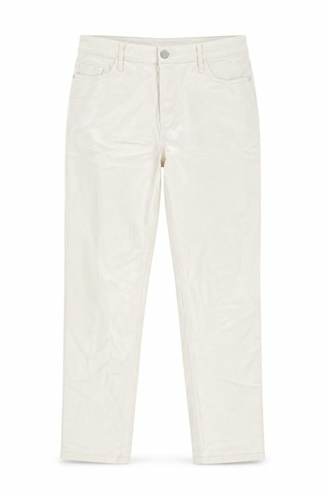 F&F Womens Ivory Cotton Straight Jeans Size 12 L27 in Regular Zip