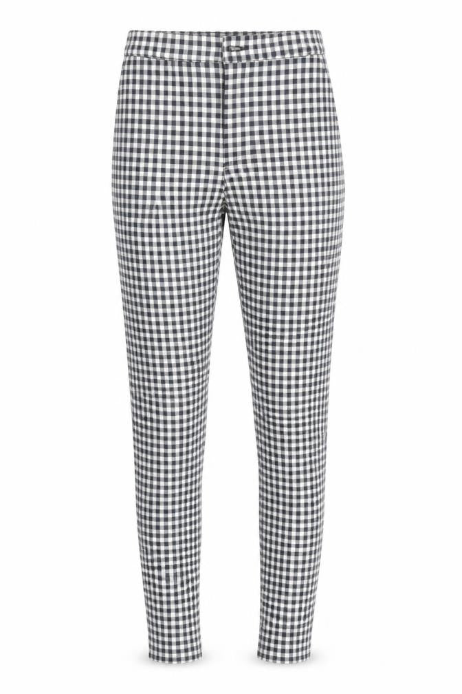 Topshop Womens Grey Check Cotton Blend Straight Jeans Size 26 in L27 in Regular Zip