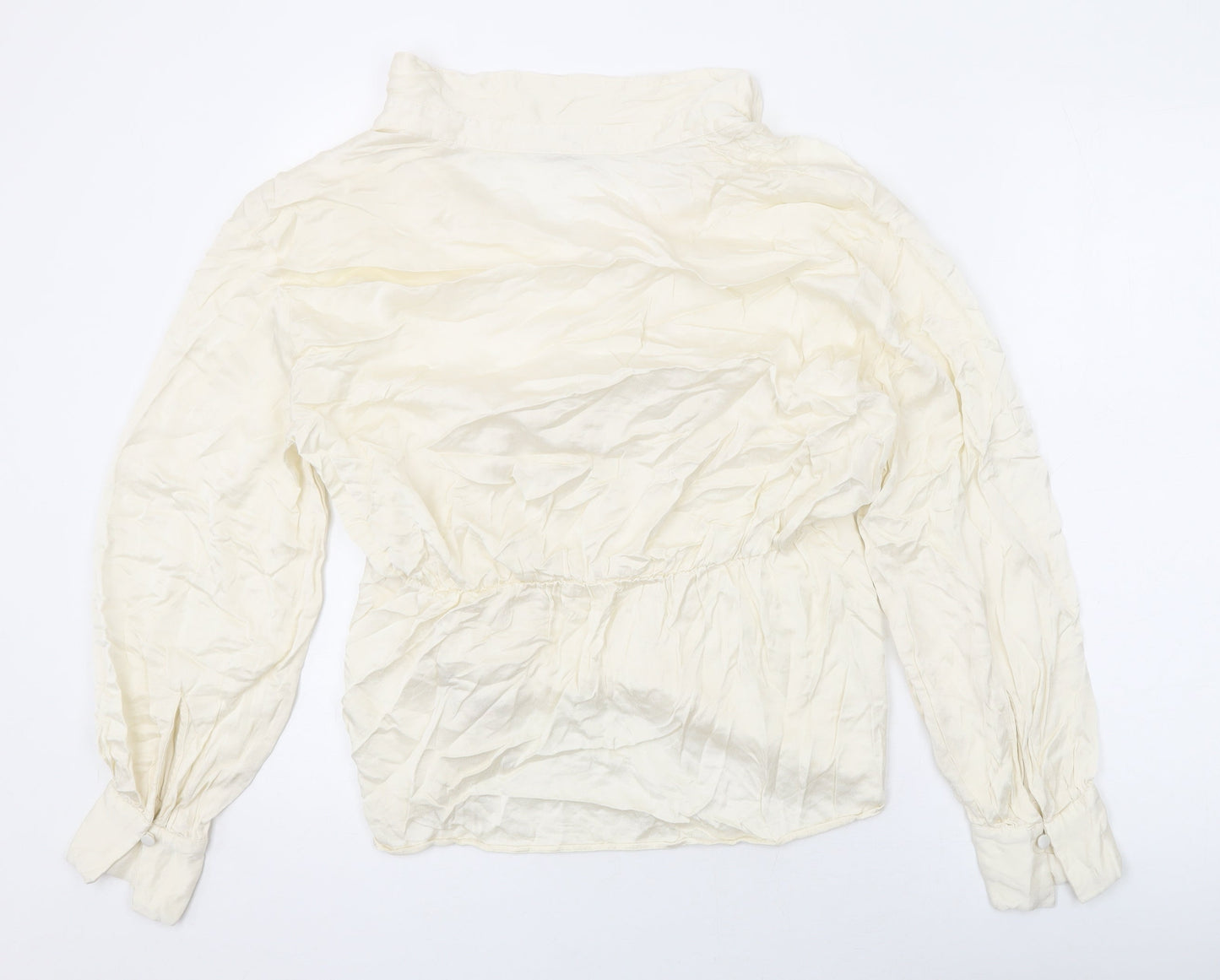 NEXT Womens Beige Viscose Basic Blouse Size L V-Neck