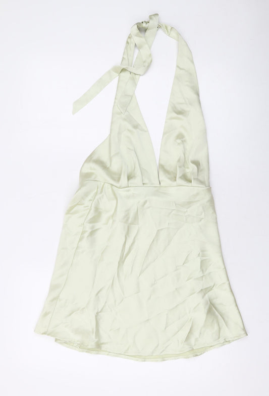 Zara Womens Green Polyester Mini Size M Halter Zip