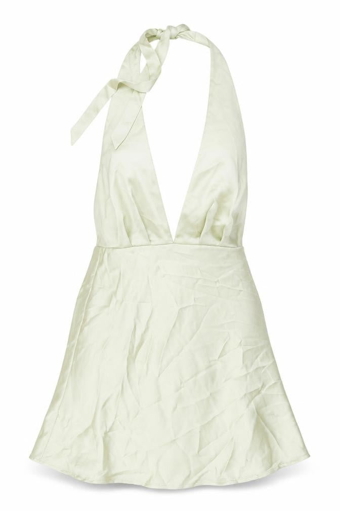 Zara Womens Green Polyester Mini Size M Halter Zip