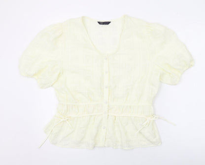 Marks & Spencer Womens Ivory Polyester Basic Blouse Size 14 Scoop Neck