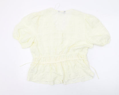 Marks & Spencer Womens Ivory Polyester Basic Blouse Size 14 Scoop Neck