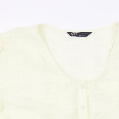 Marks & Spencer Womens Ivory Polyester Basic Blouse Size 14 Scoop Neck