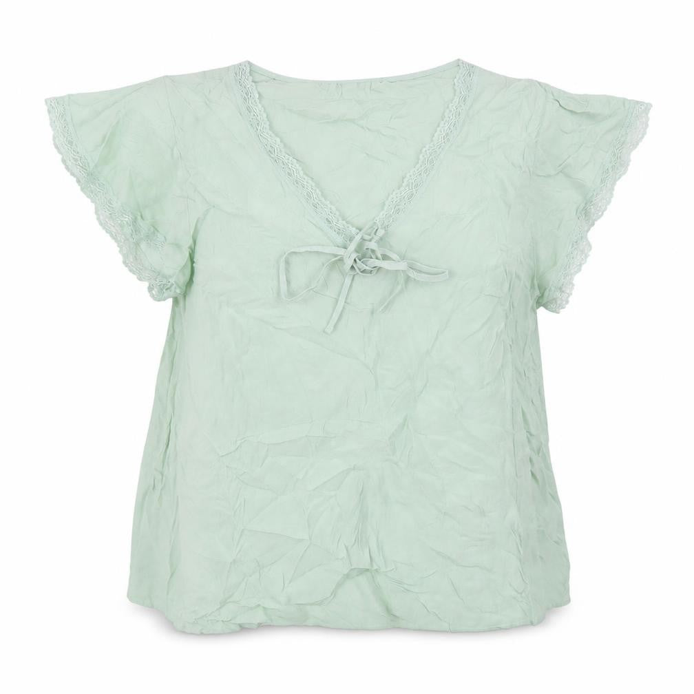 Marks & Spencer Womens Green Viscose Basic Blouse Size 16 V-Neck