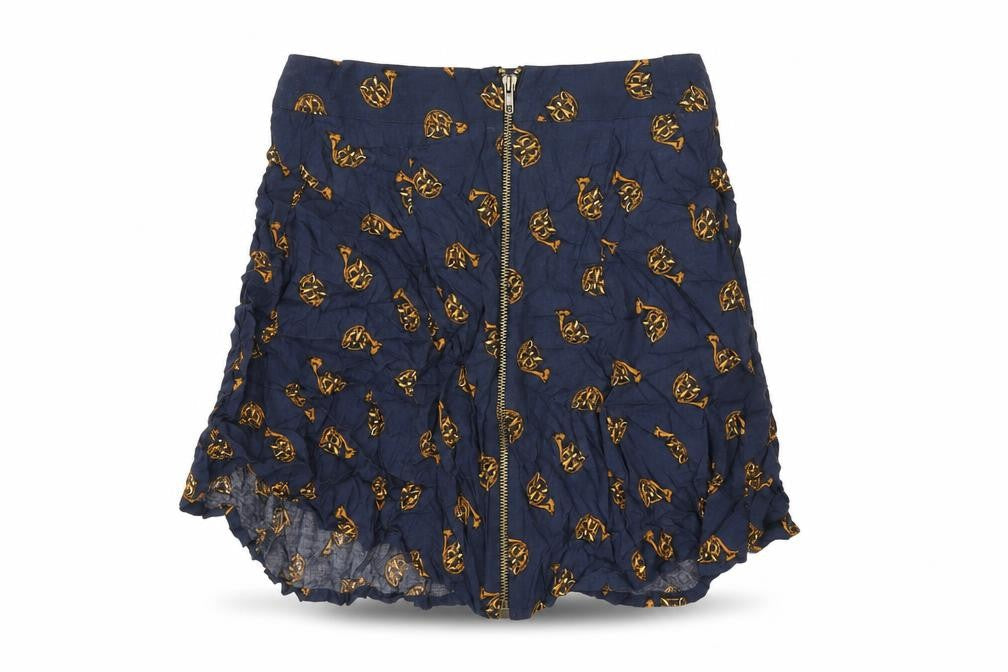 Cooperative Womens Blue Geometric Viscose Mini Skirt Size S Zip
