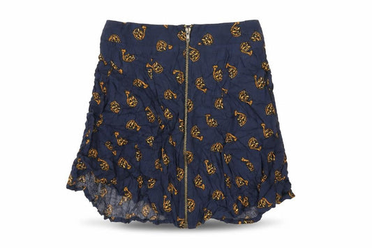 Cooperative Womens Blue Geometric Viscose Mini Skirt Size S Zip