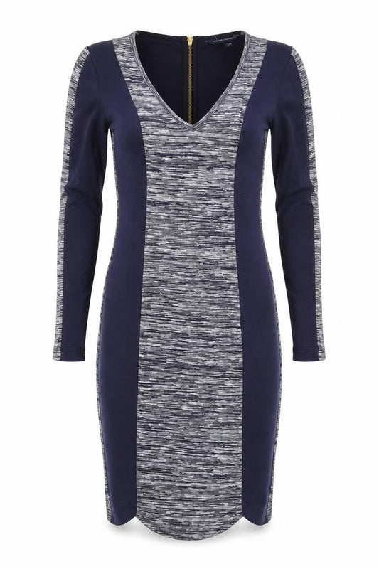 French Connection Womens Blue Viscose Bodycon Size 8 V-Neck Zip