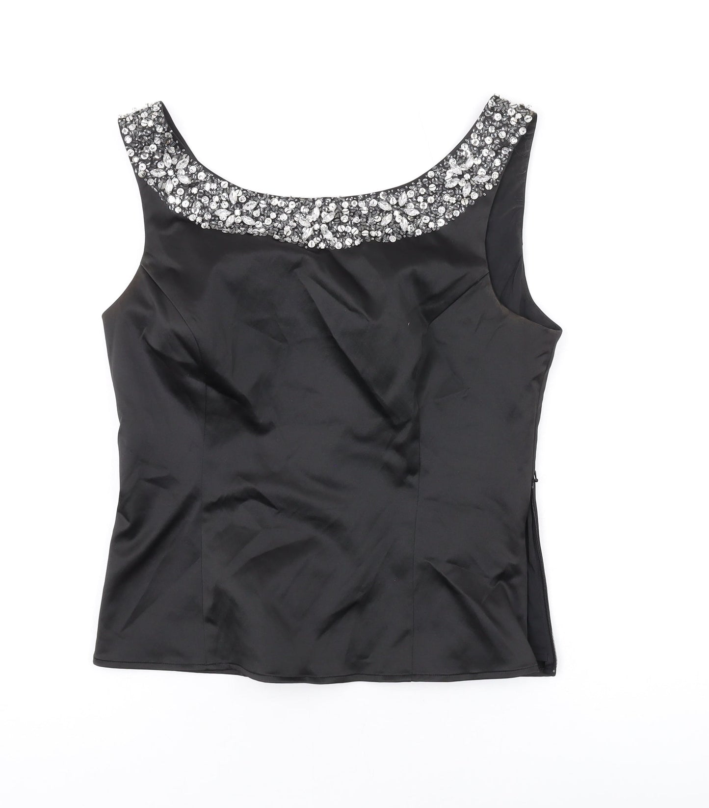 Kaliko Womens Black Polyester Basic Tank Size 12 Scoop Neck