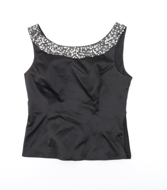Kaliko Womens Black Polyester Basic Tank Size 12 Scoop Neck