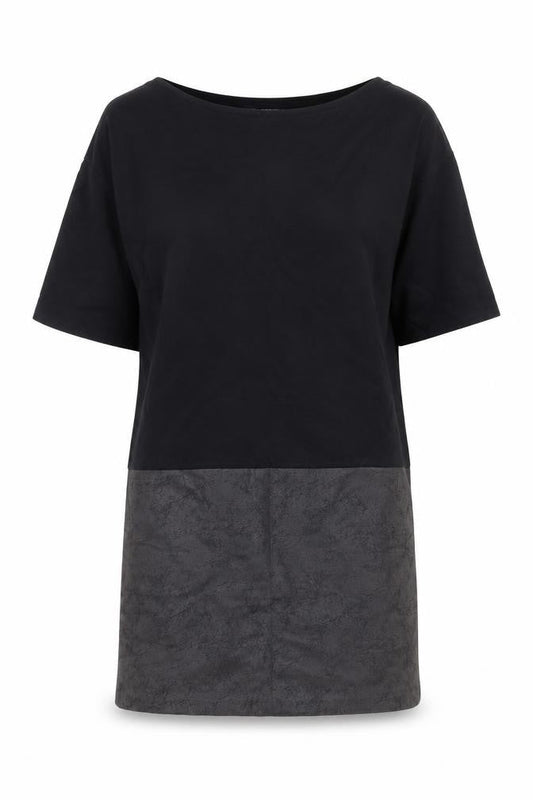 Front view of French Connection women’s black viscose a-line, size XS, round neck pullover