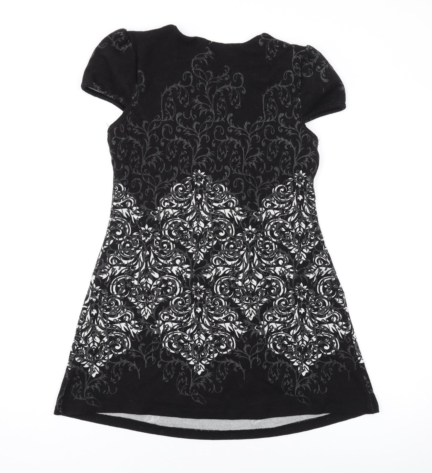 Apricot Womens Black Geometric Polyester A-Line Size S Scoop Neck Pullover