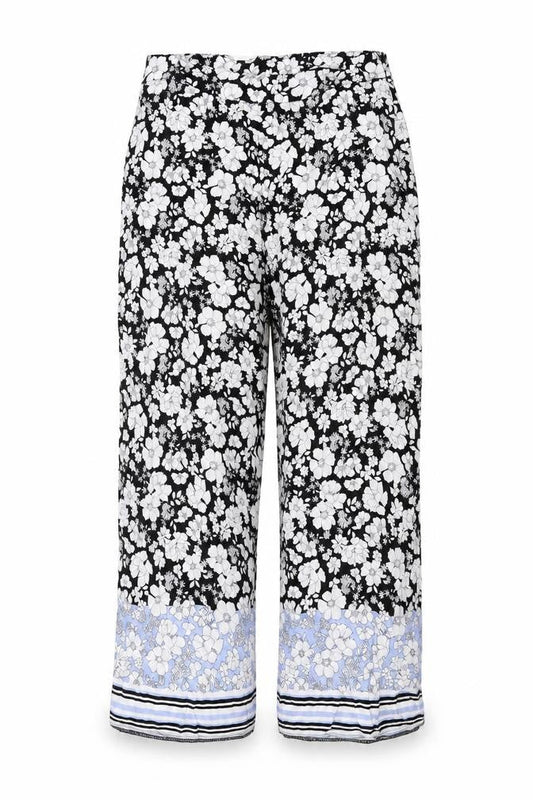 New Look Womens White Floral Cotton Trousers Size 8 L21 in Regular Zip