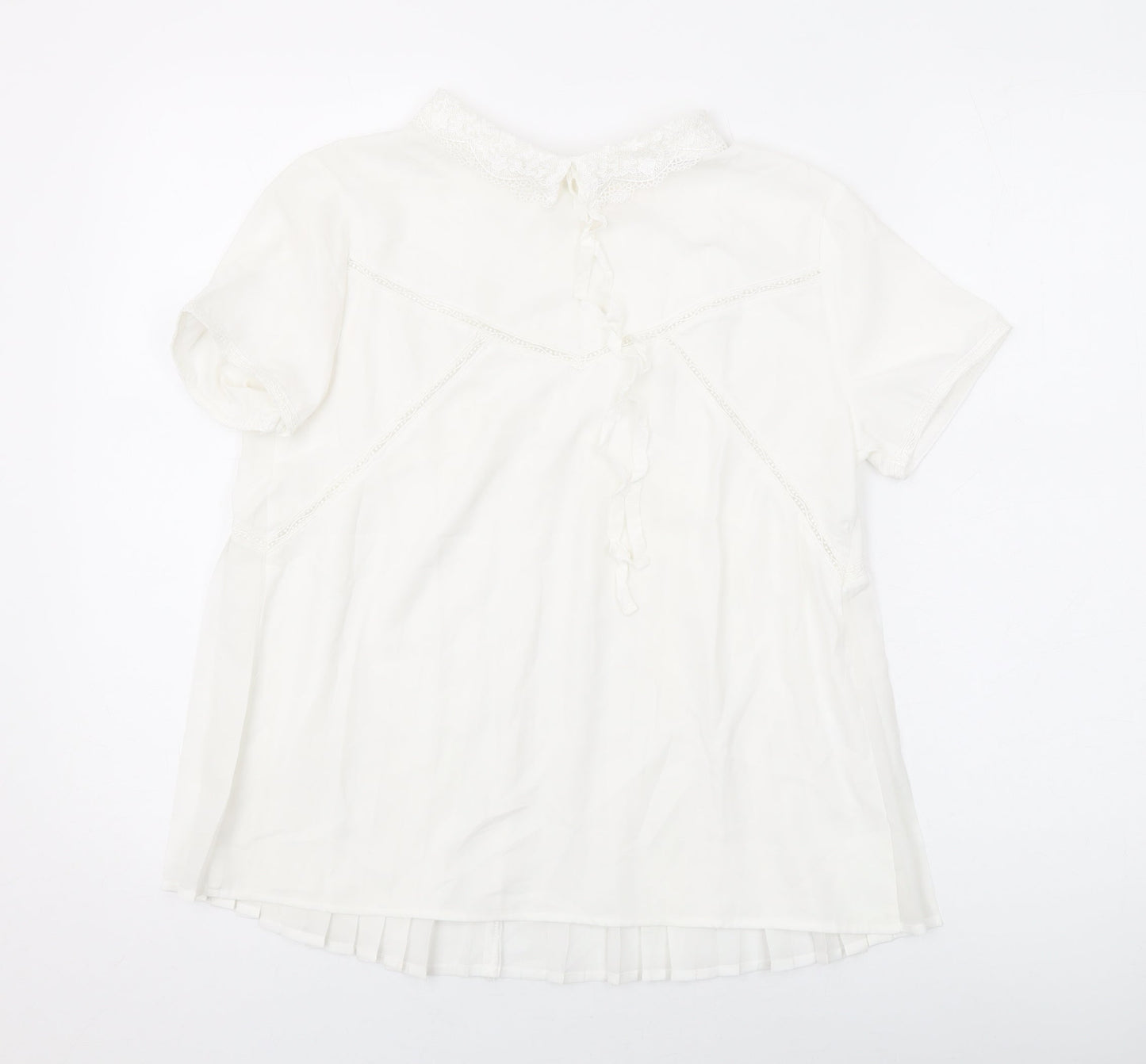 Grace & Mila Womens White Polyester Basic Blouse Size S Round Neck
