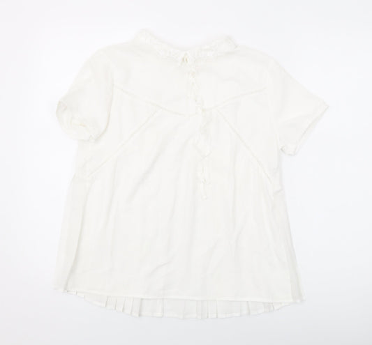 Grace & Mila Womens White Polyester Basic Blouse Size S Round Neck