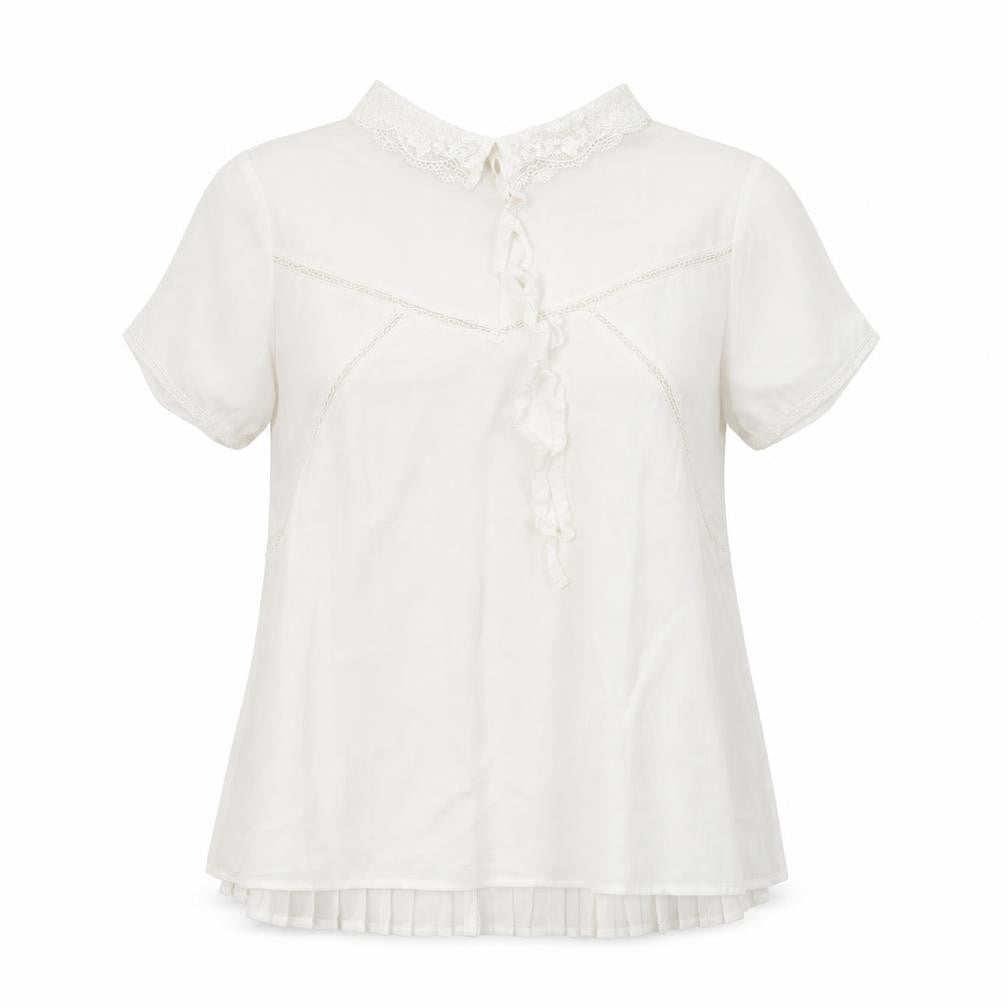 Grace & Mila Womens White Polyester Basic Blouse Size S Round Neck