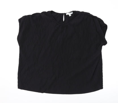Marks & Spencer Womens Black Polyester Basic T-Shirt Size 12 Round Neck