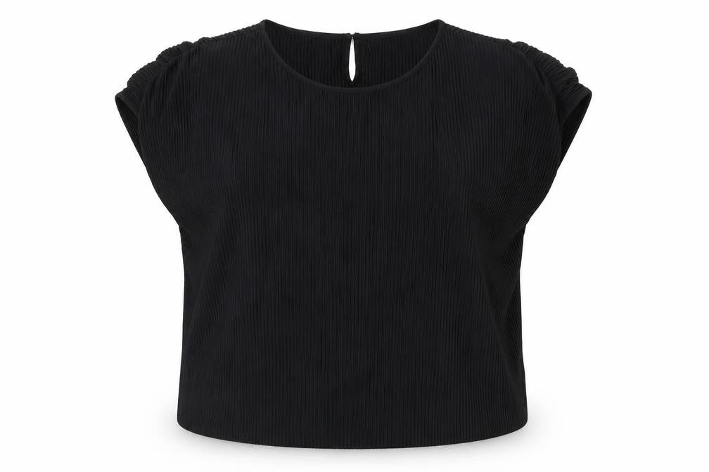 Marks & Spencer Womens Black Polyester Basic T-Shirt Size 12 Round Neck