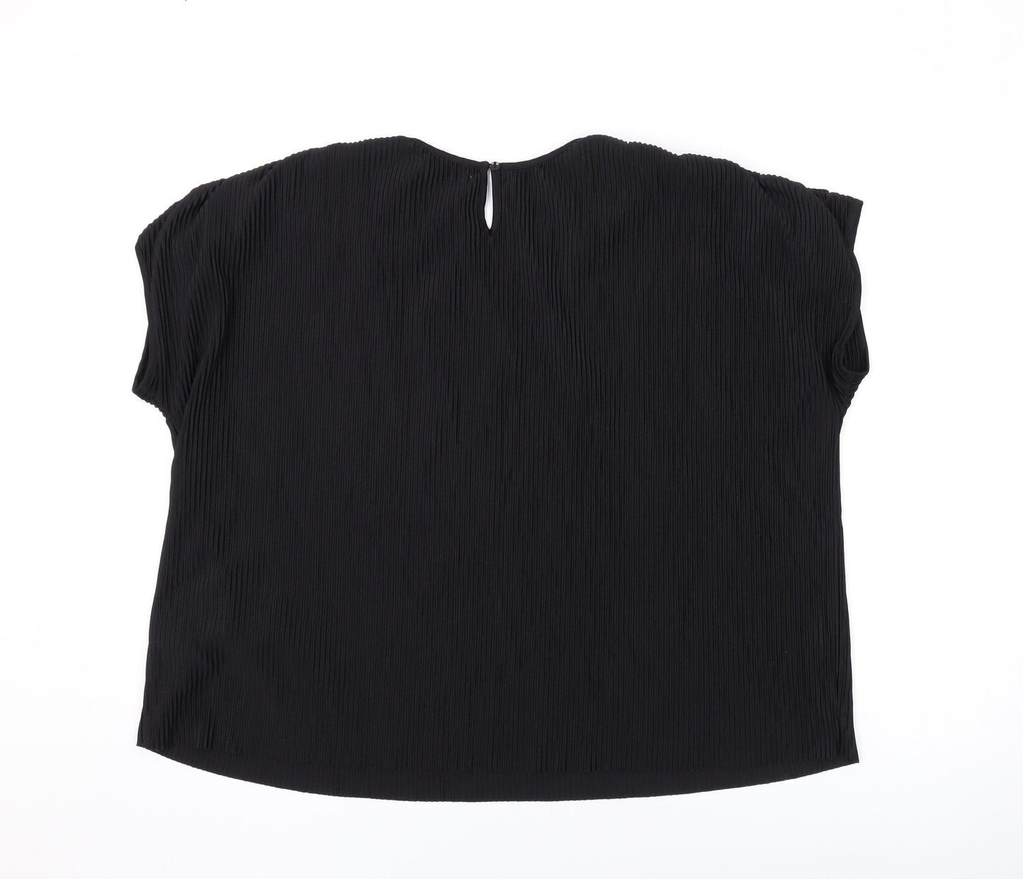Marks and Spencer Womens Black Polyester Basic T-Shirt Size 12 Round Neck