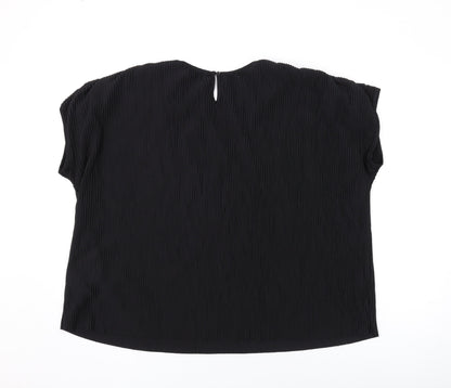 Marks & Spencer Womens Black Polyester Basic T-Shirt Size 12 Round Neck