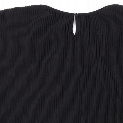 Marks & Spencer Womens Black Polyester Basic T-Shirt Size 12 Round Neck